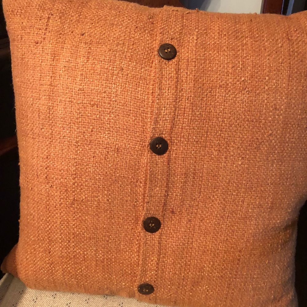 Handcrafted Orange Burlap 29” Pillow
